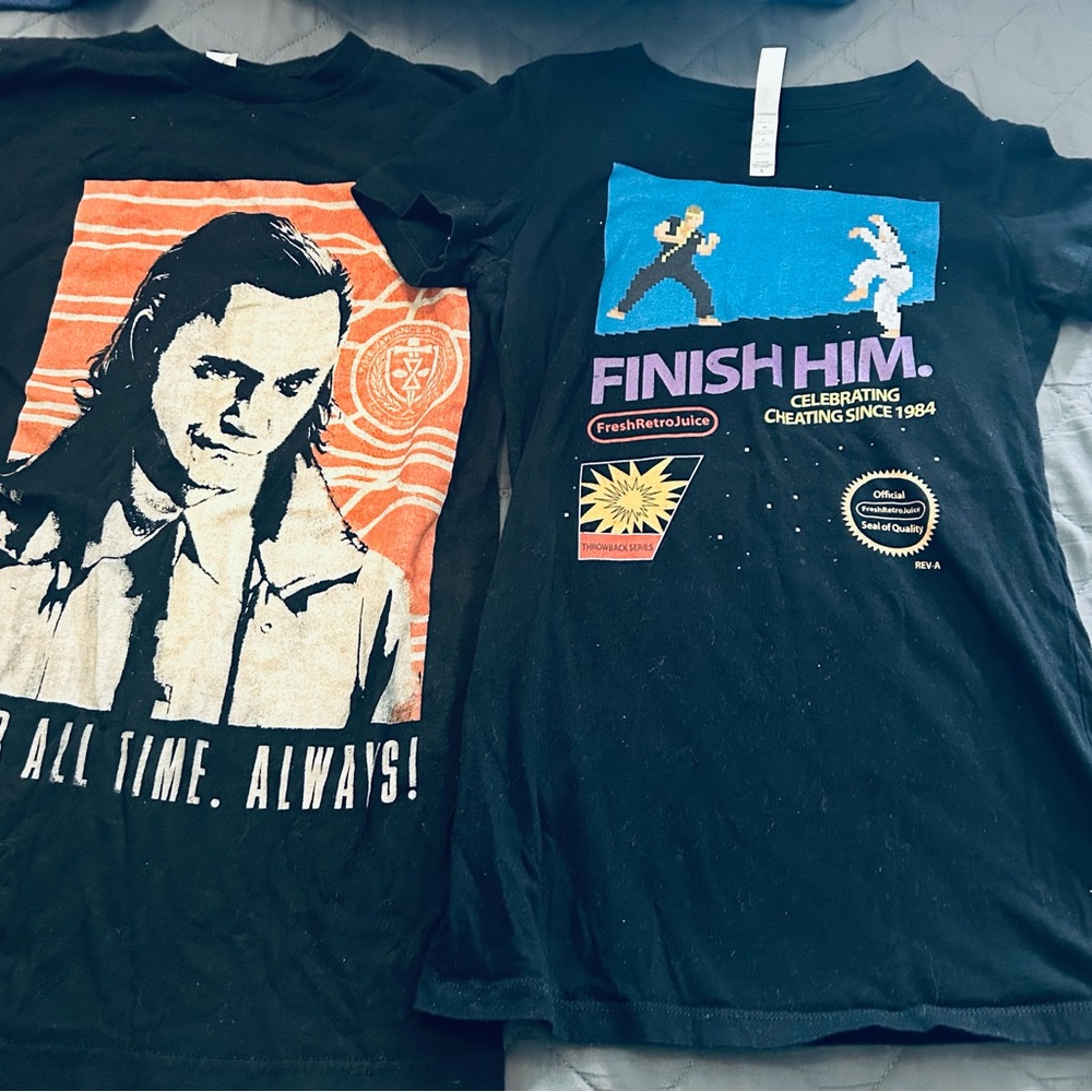 Black Graphic T-Shirts with Pop Culture Designs